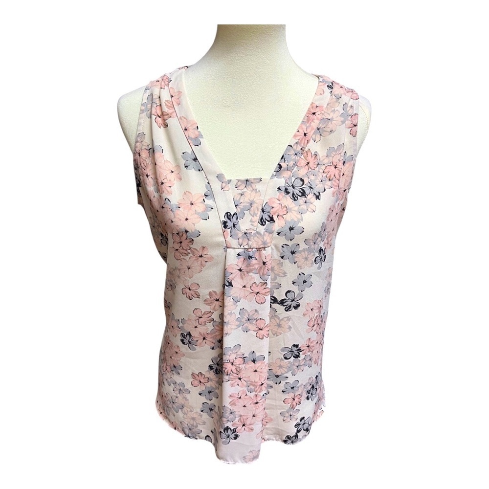 Like New! LOFT Pink and Gray Sleeveless Blouse